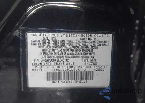 2025 Nissan Kicks Sv Intelligent Awd from USA, damaged, VIN 3N8AP6CBXSL345112